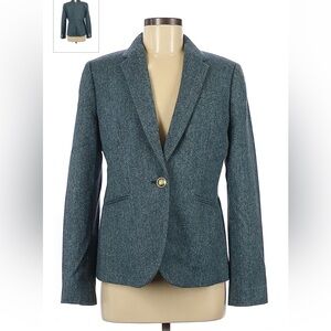 J Crew Blue Herringbone Wool Blazer Size 12